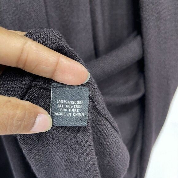 Women Sweater Cardigan Large Brown Open Cowl Neck Ruched Sleeve Premise Studio - Picture 11 of 16